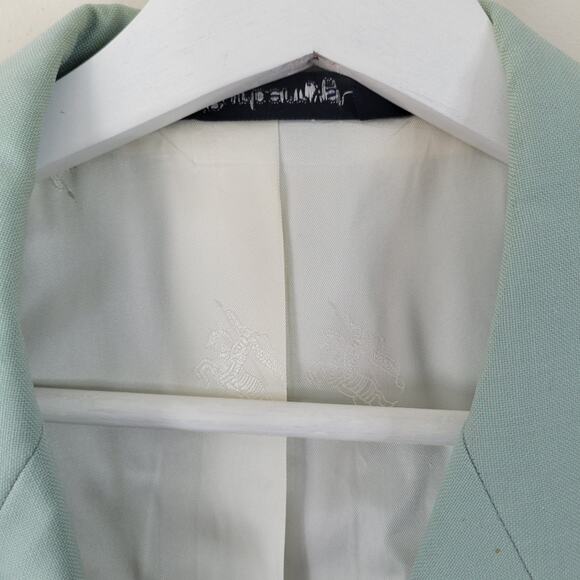 Burberry Vintage Mint Wool Double Breasted Blazer Jacket Small - Picture 9 of 16